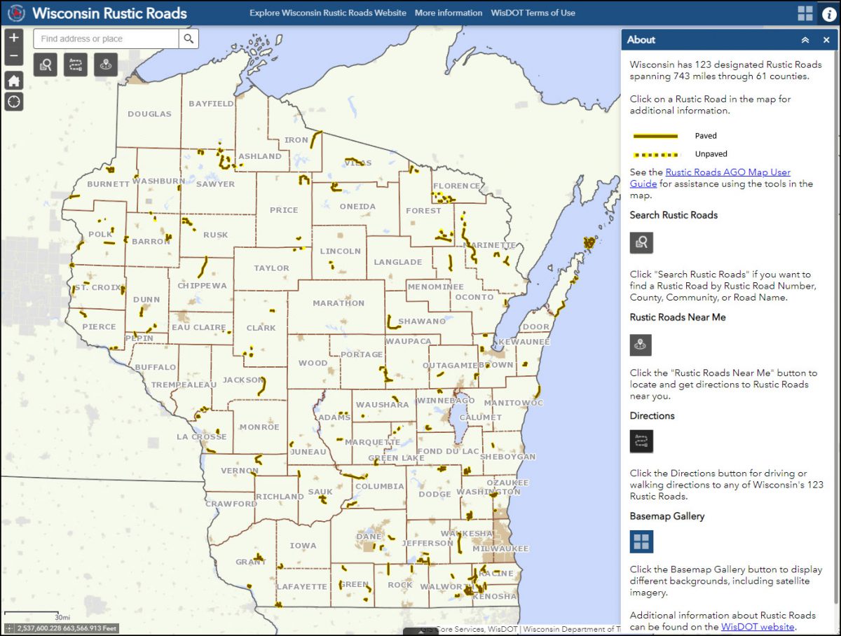 Wisconsin DOT Releases Rustic Roads Interactive Map – State Cartographer's Office – UW–Madison